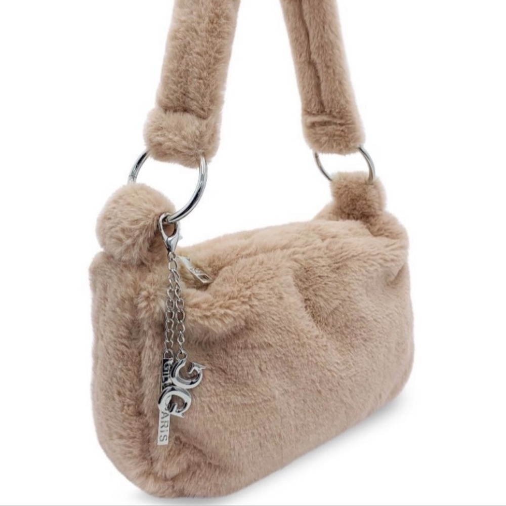 Gilda Paris Beige  Faux Fur Shoulder Bag Versatile NWT Unopened MSRP $99.00